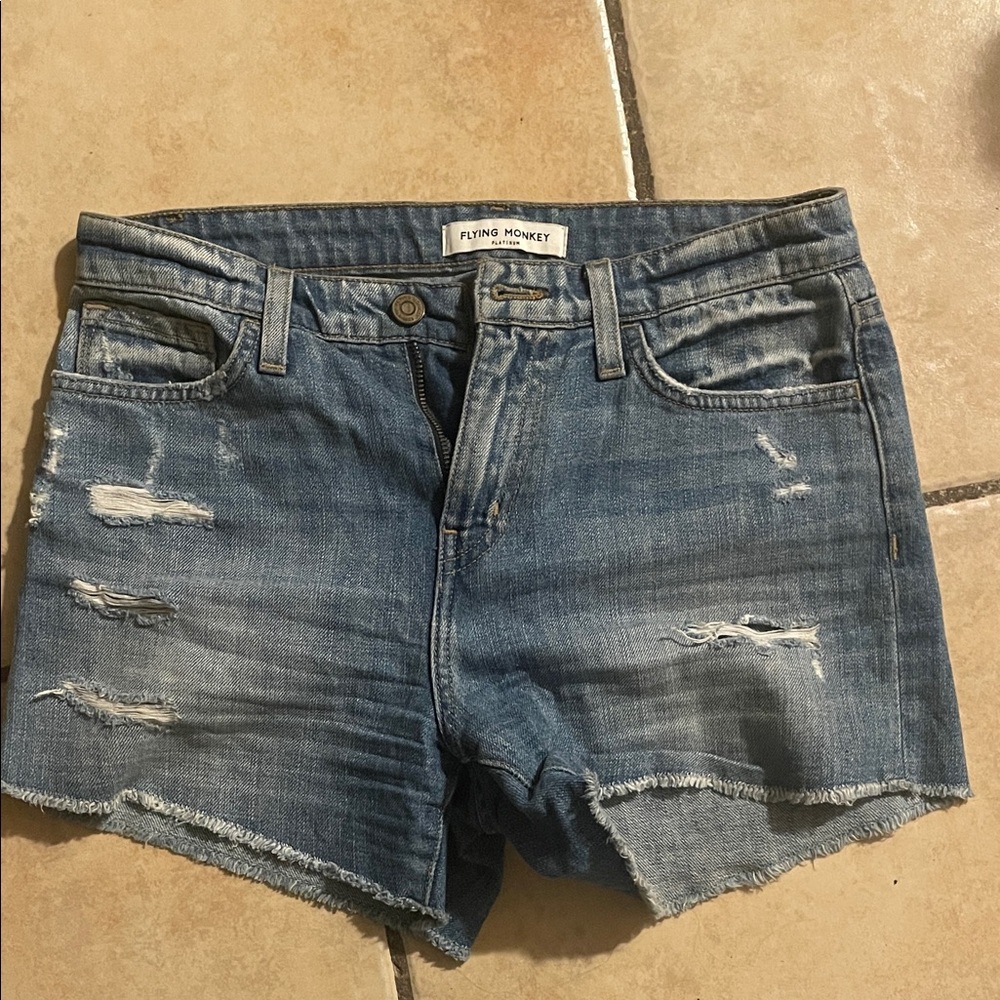 Flying Monkey Distressed Blue Jean Shorts